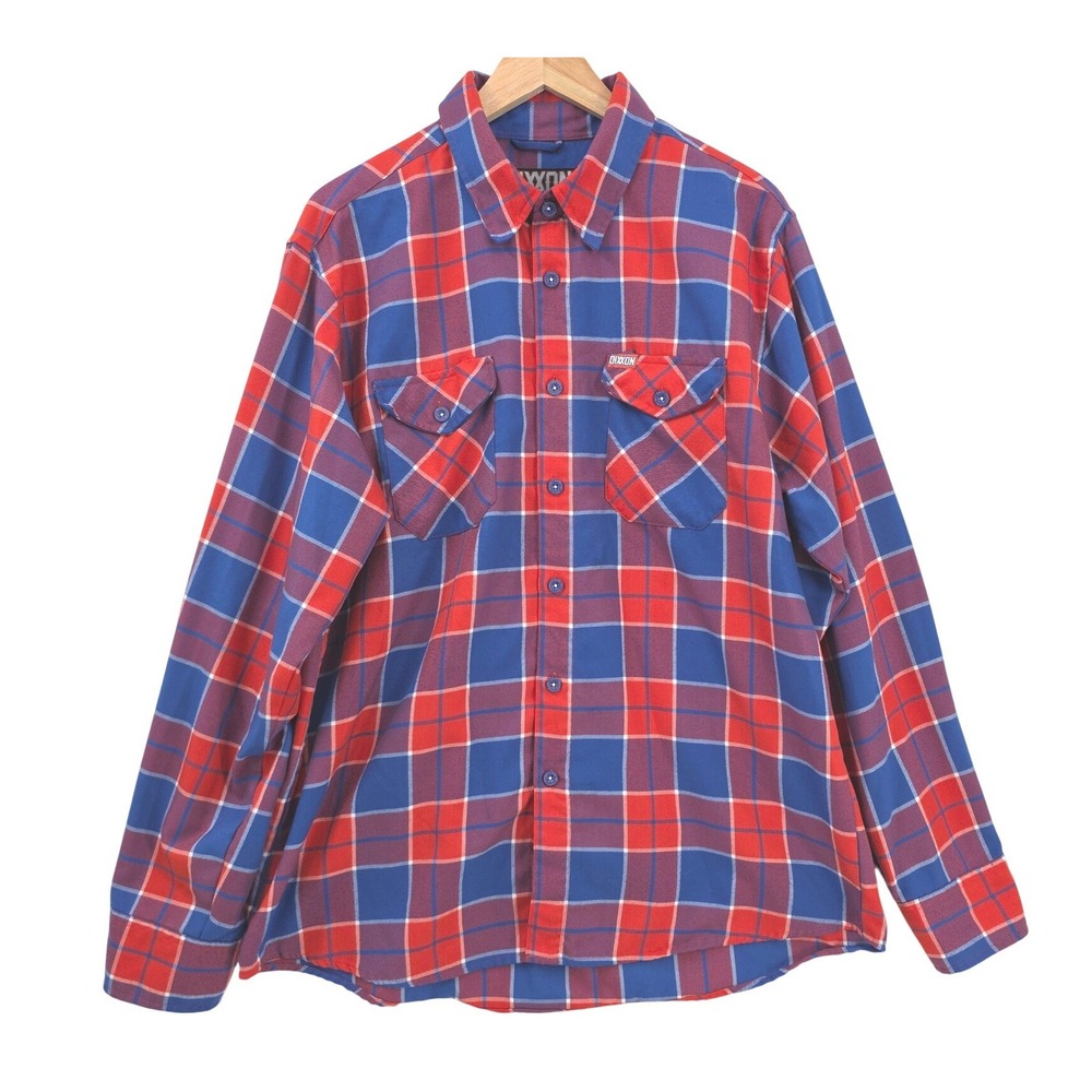 Dixxon Men XL Hot Harley Nights Harley Davidson Orange Blue Flannel (Small Mark)